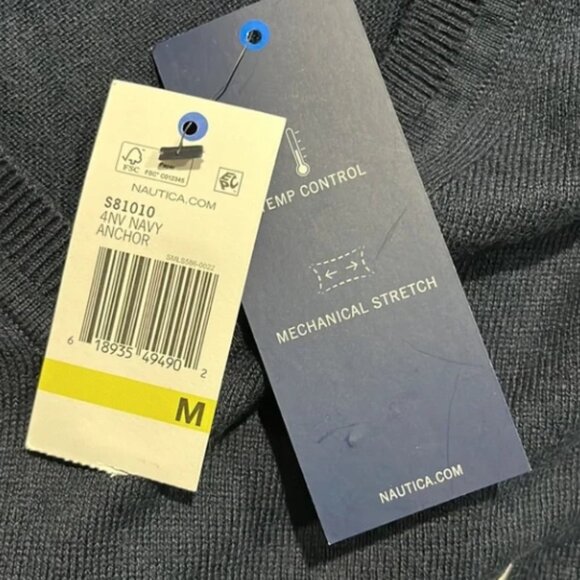 Nautica Classic Fit Navtech Soft Long Sleeve V-Neck Sweater Navy Blue *NWT* - Picture 7 of 7